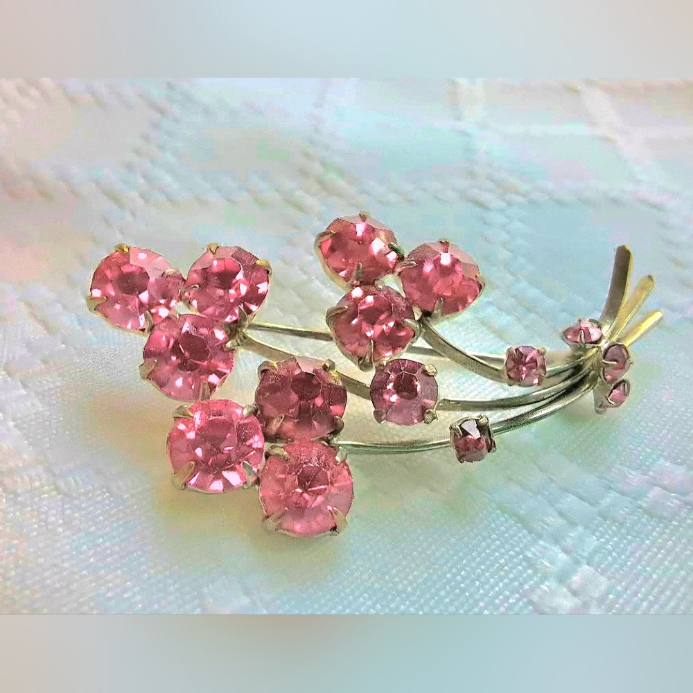 Pink Rhinestone Brooch